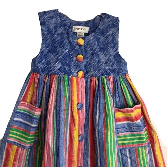 PJ Lindberg maxi sleeveless button front girls colorful summer dress size:4T - Picture 2 of 15